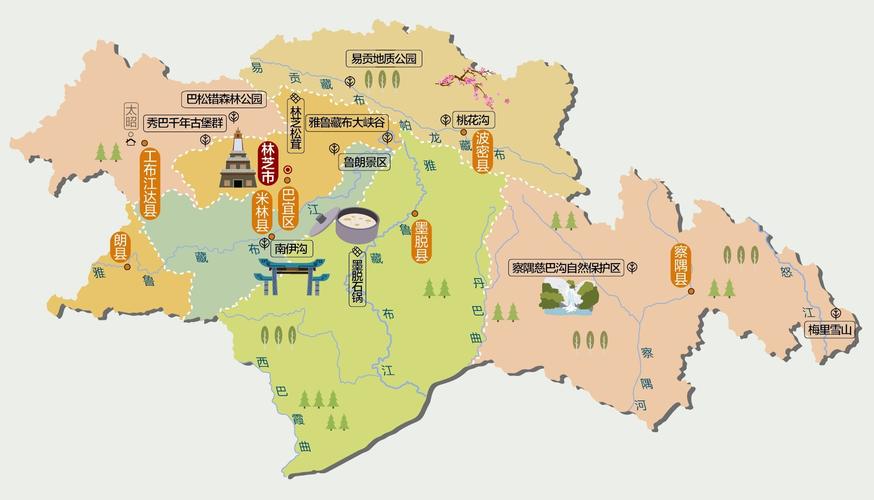 林芝地区旅游景点地图,林芝地区风景图片