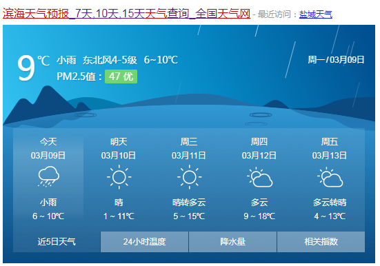 滨海天气预报今天,滨海最新天气