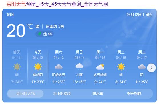 莱阳未来30天天气(莱阳天气预报30天查询结果)-第3张图片-文史 莱阳未来30天天气(莱阳天气预报30天查询结果)-第3张图片-文史