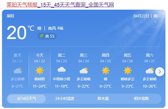 莱阳未来30天天气(莱阳天气预报30天查询结果)-第4张图片-文史 莱阳未来30天天气(莱阳天气预报30天查询结果)-第4张图片-文史
