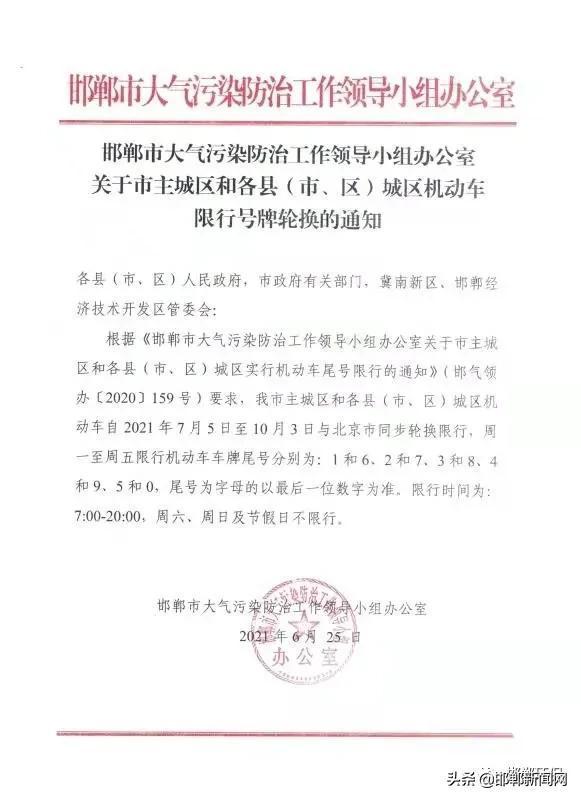 邯郸限号限黄牌车吗现在,邯郸限号限黄牌车吗现在限什么-第6张图片-文史